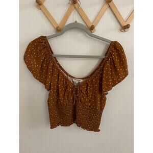 Rip Curl Top Women's Small Brown Polka Dot Crop Top Croquettes